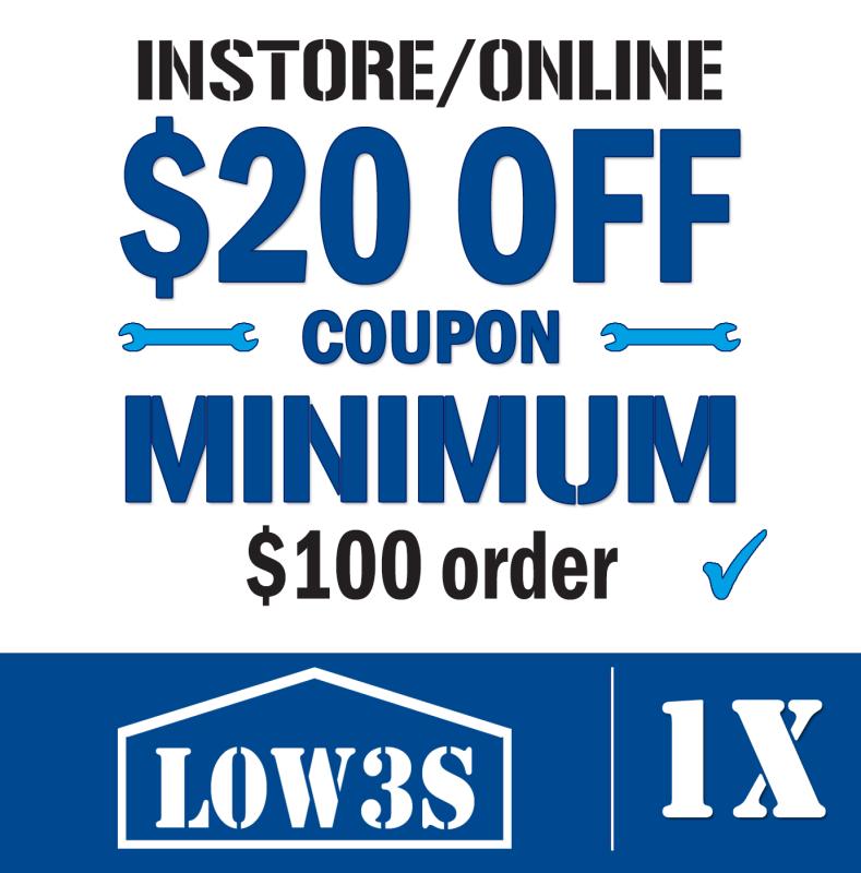 3x Lowes $20 off $100 Promo Code discount 3coupon INSTANT DELIVERY 