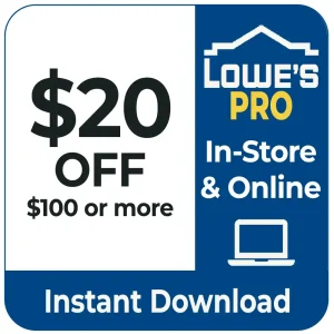 Lowe’s $20 Off $100 Coupon – In-Store & Online with For Pros Account – Instant Delivery