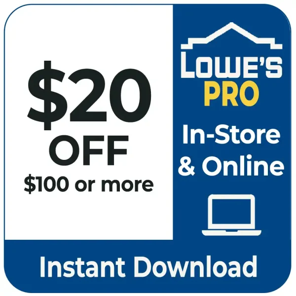 Lowe’s $20 Off $100 Coupon – In-Store & Online with For Pros Account – Instant Delivery