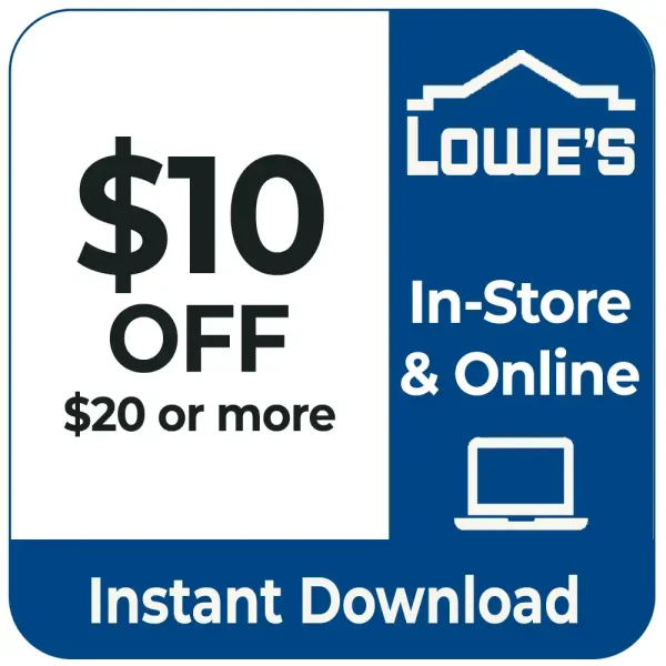 Lowe’s $10 Off $20 Coupon – In-Store & Online – One-Time Use – Instant Delivery