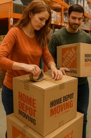 home depot moving coupon shoppers packing boxes