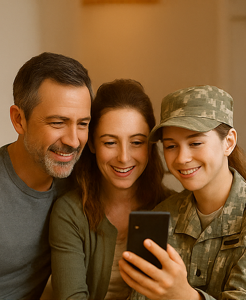 military family using home depot app for online savings