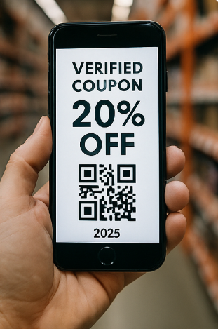 Using a verified Home Depot 20 off coupon 2025 QR code
