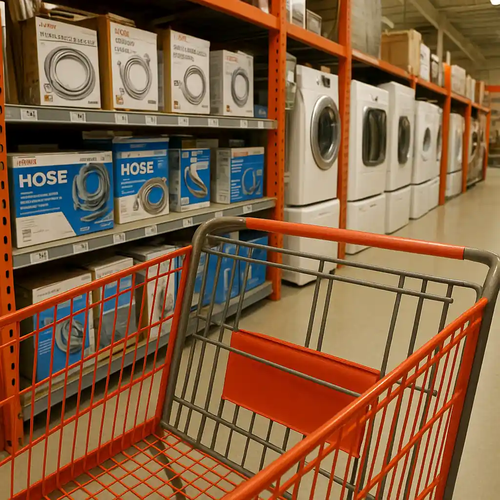 Appliance aisle and cart with accessories that can be discounted by a home depot promo code
