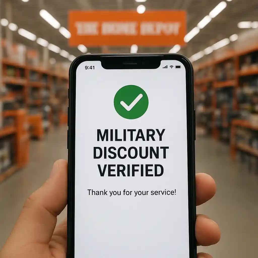 Home Depot military verification confirmation displayed on smartphone screen