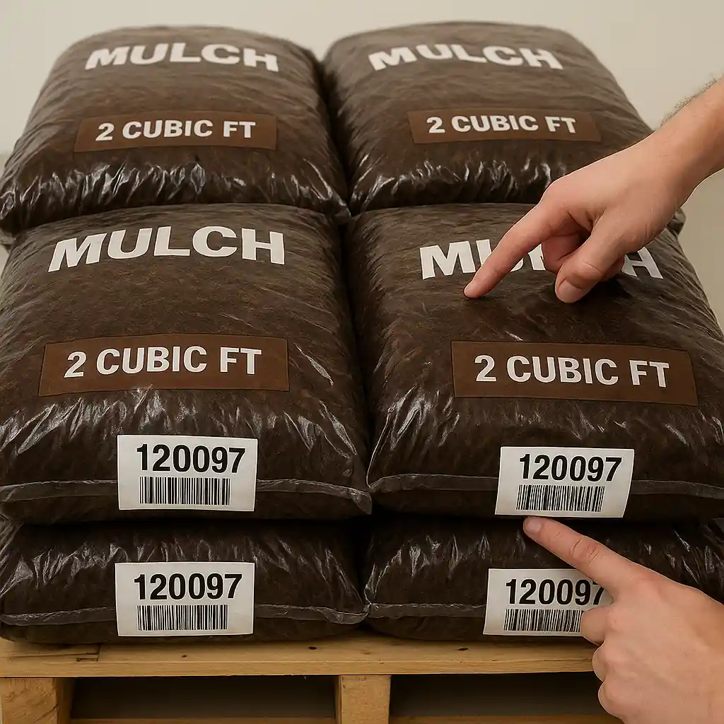 Five qualifying mulch bags grouped for a 5 for $10 mulch sale deal