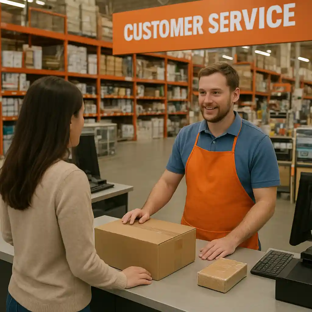 Customer speaking with store associate about an order cancellation and refund