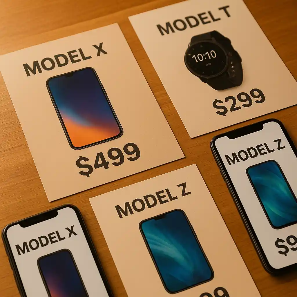 Close-up of competitor ad and price tags used for a price match request