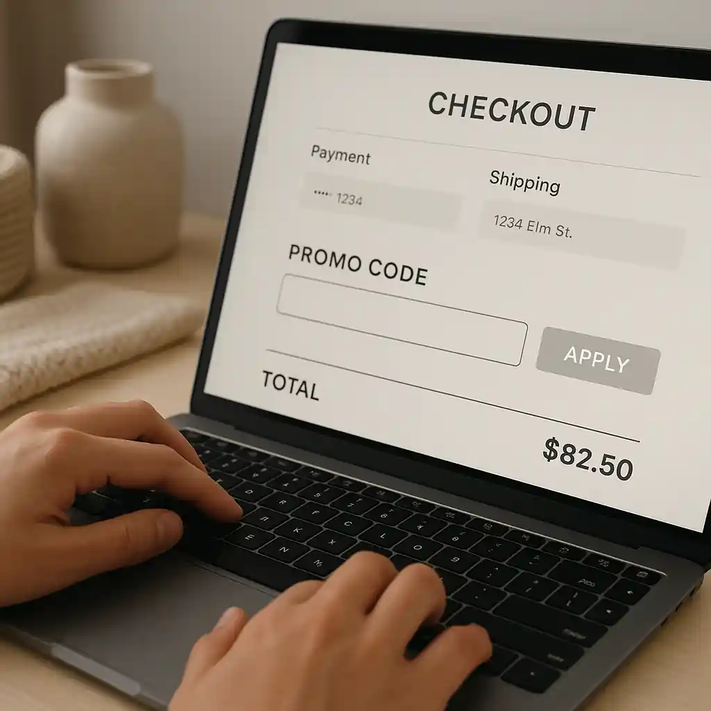 Applying an online Lowes discount during checkout on a laptop screen