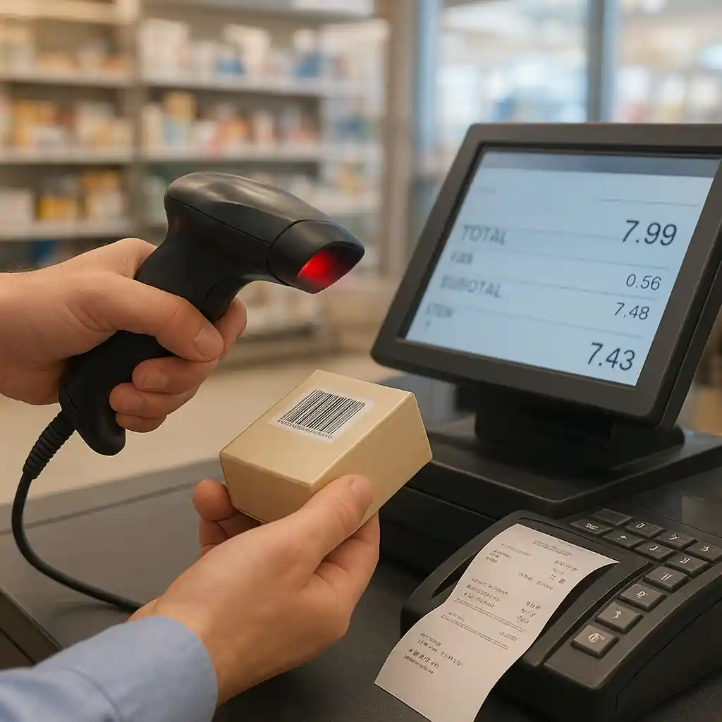 Register screen showing scanned item and price during in-store Lowe's transaction