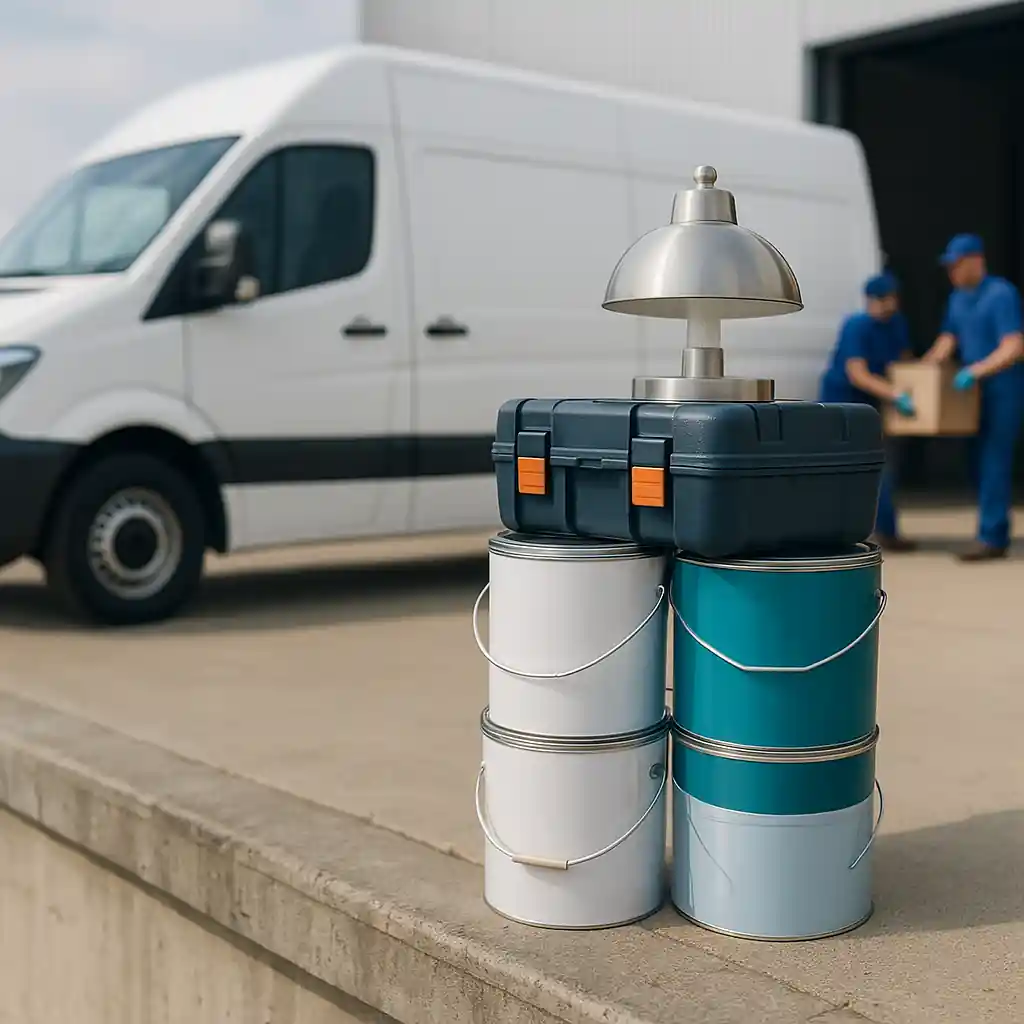 Home improvement items staged for delivery illustrating excluded delivery fees and eligibility