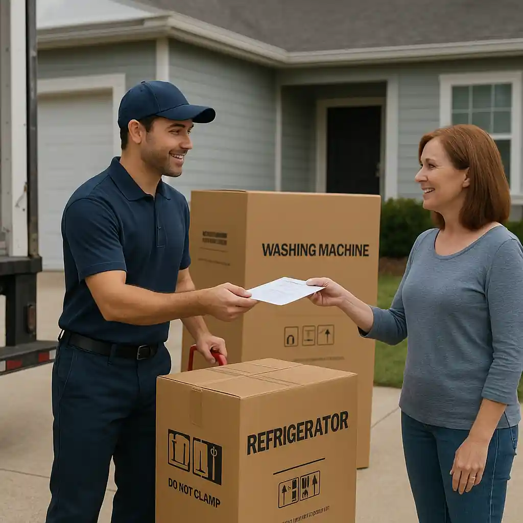 Delivery of large appliances ordered using a discount code