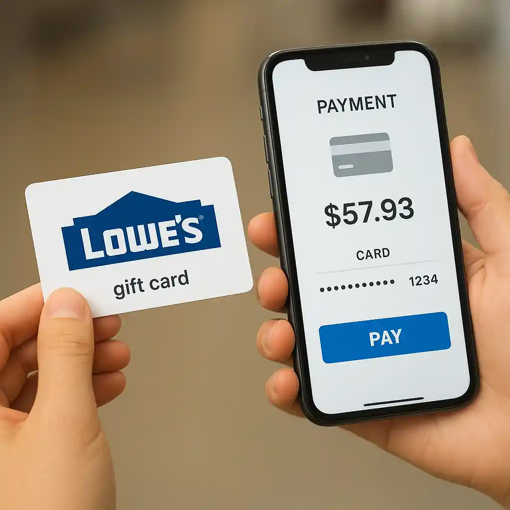 Using a Lowe's gift card and mobile checkout screen during payment