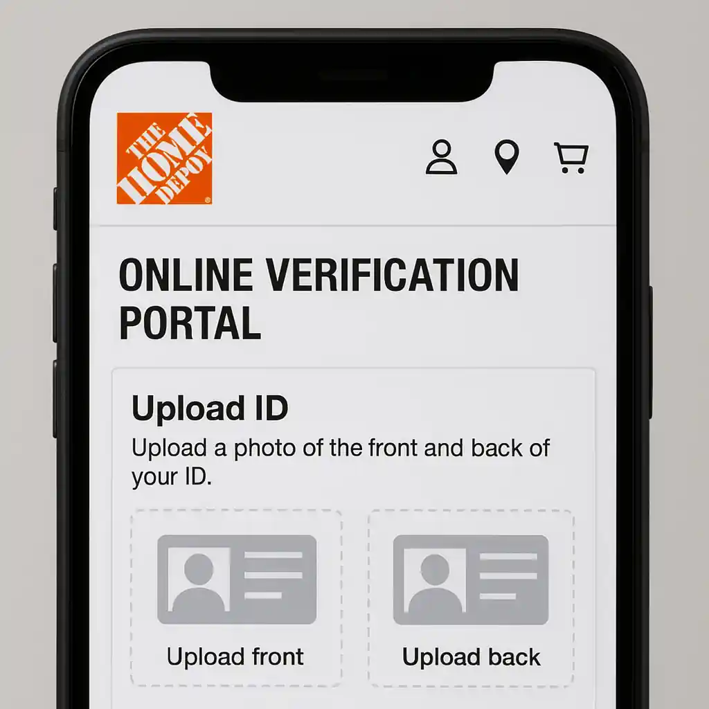 Smartphone screen displaying an account verification portal for proof of status with upload prompts