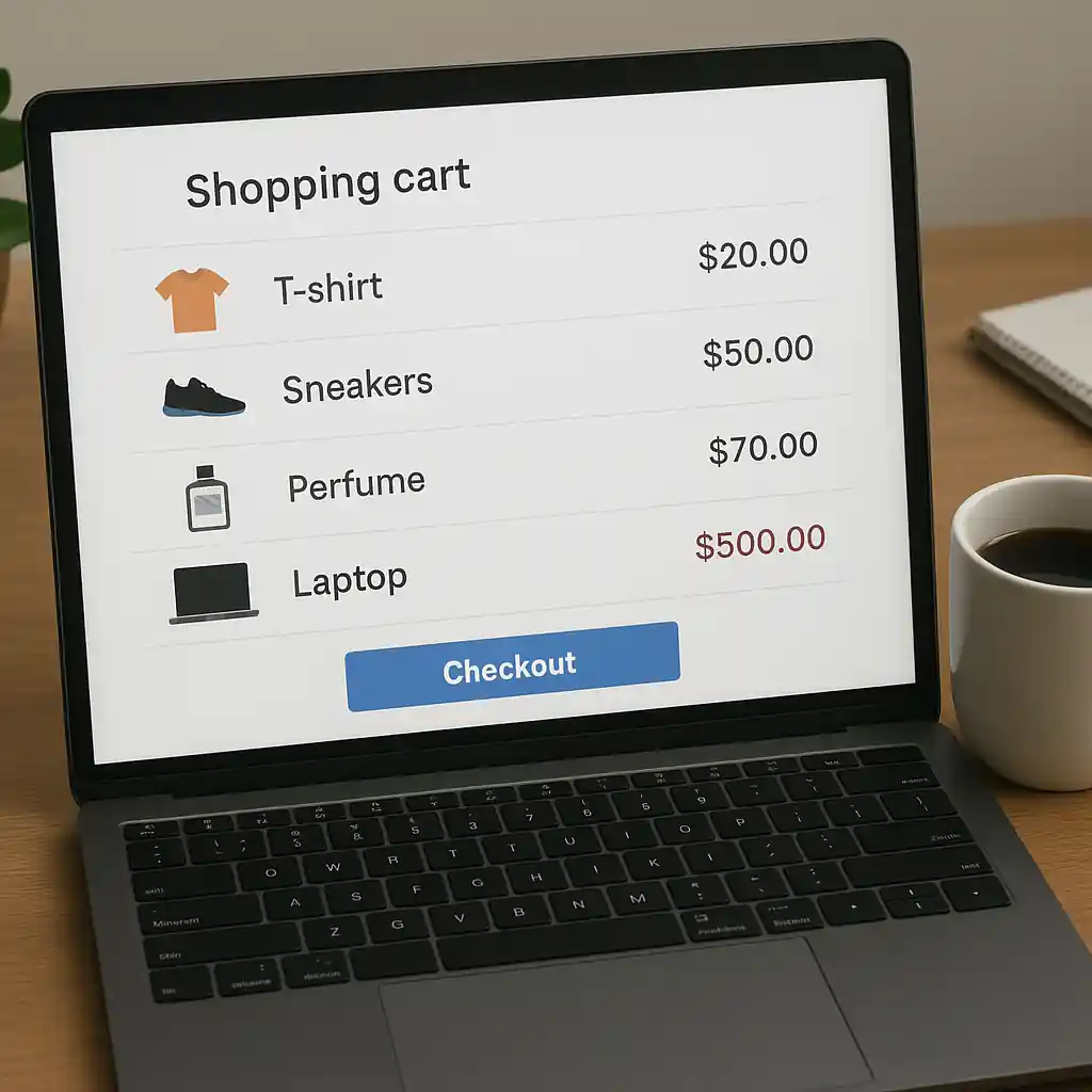 Online cart on a laptop showing an excluded item that blocks the discount
