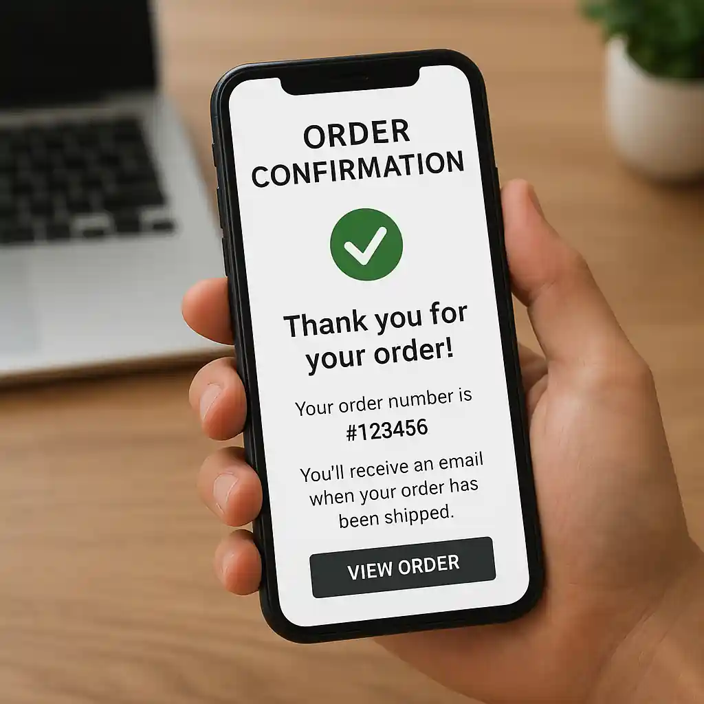 User capturing a screenshot of order confirmation email on their phone