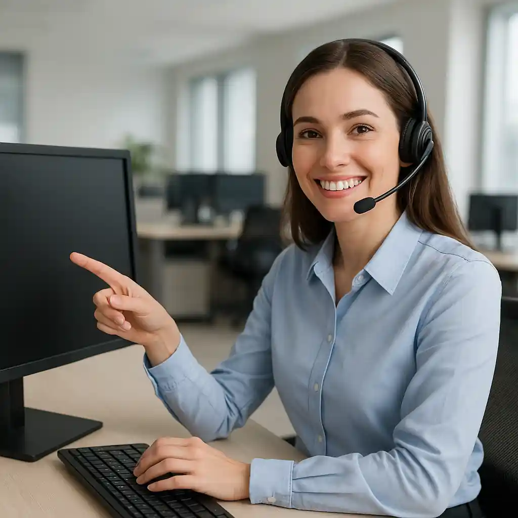 Customer service agent ready to assist with online coupon or checkout issues